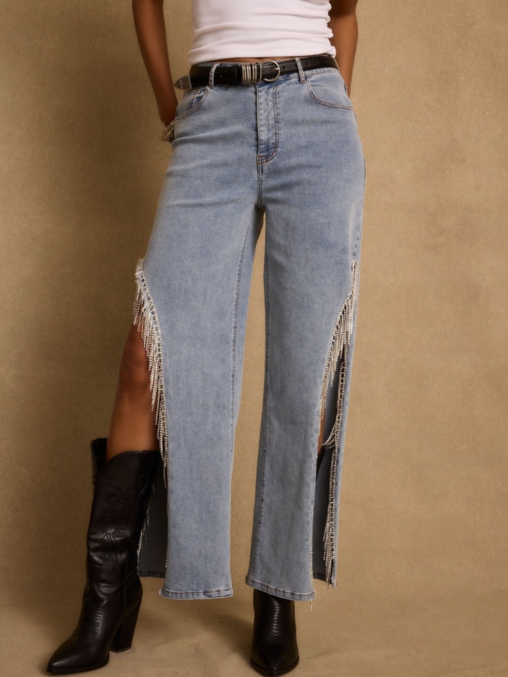 12th Tribe Renegade Diamonte Embellished Jeans Size MM